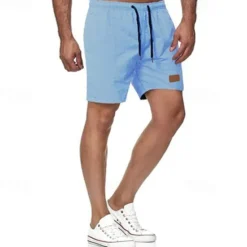 New OUKU Men's Swim Shorts Shorts Summer Shorts Casual Shorts Pocket Drawstring Elastic Waist Plain Comfort Breathable Short Outdoor Vacation Sport Casual Black White