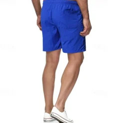New OUKU Men's Swim Shorts Shorts Summer Shorts Casual Shorts Pocket Drawstring Elastic Waist Plain Comfort Breathable Short Outdoor Vacation Sport Casual Black White