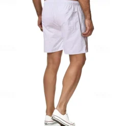 New OUKU Men's Swim Shorts Shorts Summer Shorts Casual Shorts Pocket Drawstring Elastic Waist Plain Comfort Breathable Short Outdoor Vacation Sport Casual Black White
