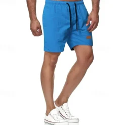 New OUKU Men's Swim Shorts Shorts Summer Shorts Casual Shorts Pocket Drawstring Elastic Waist Plain Comfort Breathable Short Outdoor Vacation Sport Casual Black White