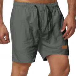 New OUKU Men's Swim Shorts Shorts Summer Shorts Casual Shorts Pocket Drawstring Elastic Waist Plain Comfort Breathable Short Outdoor Vacation Sport Casual Black White