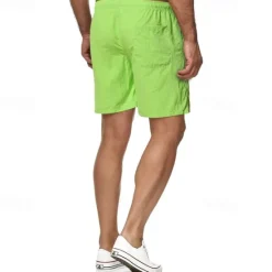 New OUKU Men's Swim Shorts Shorts Summer Shorts Casual Shorts Pocket Drawstring Elastic Waist Plain Comfort Breathable Short Outdoor Vacation Sport Casual Black White