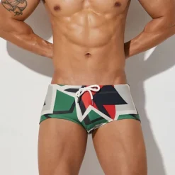 Discount OUKU Men's Swim Shorts Swim Briefs Daily Wear Vacation Summer Beach Swimming Quick Dry Soft Comfortable Drawstring Elastic Waist Color Block Short Gymnatics Casual Activewear Low Waist Green