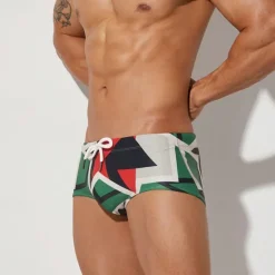 Discount OUKU Men's Swim Shorts Swim Briefs Daily Wear Vacation Summer Beach Swimming Quick Dry Soft Comfortable Drawstring Elastic Waist Color Block Short Gymnatics Casual Activewear Low Waist Green