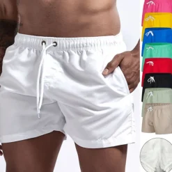 New OUKU Men's Swim Shorts Swim Trunks Quick Dry Board Shorts Bathing Suit Breathable Drawstring With Pockets - Swimming Surfing Beach Water Sports Solid Colored Spring Summer