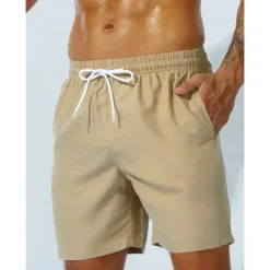 Outlet OUKU Men's Swim Shorts Swim Trunks Beach Shorts Sports Going out Weekend Breathable Quick Dry Running Casual Pocket Drawstring with Mesh lining Plain Knee Length Gymnatics Activewear Yellow Pink