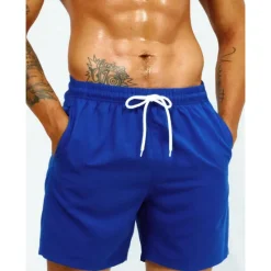 Outlet OUKU Men's Swim Shorts Swim Trunks Beach Shorts Sports Going out Weekend Breathable Quick Dry Running Casual Pocket Drawstring with Mesh lining Plain Knee Length Gymnatics Activewear Yellow Pink