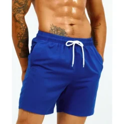 Outlet OUKU Men's Swim Shorts Swim Trunks Beach Shorts Sports Going out Weekend Breathable Quick Dry Running Casual Pocket Drawstring with Mesh lining Plain Knee Length Gymnatics Activewear Yellow Pink