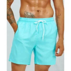 Outlet OUKU Men's Swim Shorts Swim Trunks Beach Shorts Sports Going out Weekend Breathable Quick Dry Running Casual Pocket Drawstring with Mesh lining Plain Knee Length Gymnatics Activewear Yellow Pink