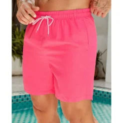 Outlet OUKU Men's Swim Shorts Swim Trunks Beach Shorts Sports Going out Weekend Breathable Quick Dry Running Casual Pocket Drawstring with Mesh lining Plain Knee Length Gymnatics Activewear Yellow Pink