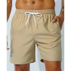 Outlet OUKU Men's Swim Shorts Swim Trunks Beach Shorts Sports Going out Weekend Breathable Quick Dry Running Casual Pocket Drawstring with Mesh lining Plain Knee Length Gymnatics Activewear Yellow Pink