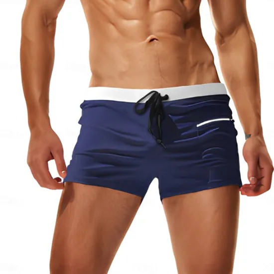 Hot OUKU Men's Swim Shorts Swim Trunks Quick Dry with Mesh Lining Board Shorts Drawstring Zipper Pocket Breathable Bottoms - Swimming Surfing Beach Water Sports Solid Colored Spring Summer