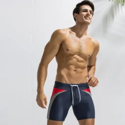OUKU Men's Swim Trunks Board Shorts Swim Brief Pocket Drawstring Elastic Waist Color Block Comfort Breathable Short Casual Daily Holiday Fashion Streetwear Black Deep Blue Micro-elastic