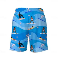 New OUKU Men's Swim Trunks Swim Shorts Quick Dry Lightweight Board Shorts Bottoms with Pockets Drawstring Swimming Surfing Beach Water Sports Printed Summer / Stretchy