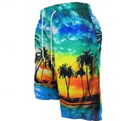 Best OUKU Men's Swim Trunks Swim Shorts Board Shorts Bottoms Drawstring with Pockets Swimming Surfing Beach Water Sports Tropical Printed Summer Spring Green