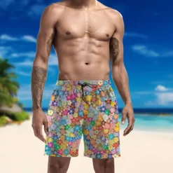 New OUKU Men's Swim Trunks Swim Shorts Quick Dry Lightweight Board Shorts Bottoms Drawstring with Pockets Swimming Surfing Beach Water Sports Floral Summer
