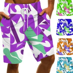 OUKU Men's Swim Trunks Swim Shorts Quick Dry Board Shorts Bathing Suit Drawstring with Pockets Swimming Surfing Beach Water Sports Patchwork Printed Summer Spring Yellow