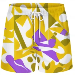 OUKU Men's Swim Trunks Swim Shorts Quick Dry Board Shorts Bathing Suit Drawstring with Pockets Swimming Surfing Beach Water Sports Patchwork Printed Summer Spring Yellow