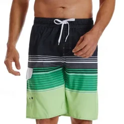 OUKU Men's Swim Trunks Swim Shorts Board Shorts Bottoms Drawstring with Pockets Swimming Surfing Beach Water Sports Stripes Printed Summer Spring