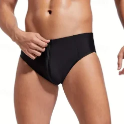 Hot OUKU Men's Swim Trunks Swim Shorts Swimwear Bottoms Swimming Surfing Beach Water Sports Solid Colored Summer Spring Black