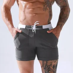 Online OUKU Men's Swim Trunks Swim Shorts Board Shorts Bathing Suit Drawstring Mesh Lining with Pockets Swimming Surfing Beach Water Sports Solid Colored Summer