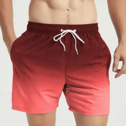 Sale OUKU Men's Swim Trunks Swim Shorts Board Shorts Bathing Suit Drawstring with Pockets Swimming Surfing Beach Water Sports Gradient Summer Spring