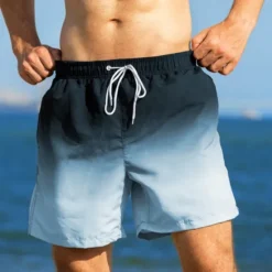 Sale OUKU Men's Swim Trunks Swim Shorts Board Shorts Bathing Suit Drawstring with Pockets Swimming Surfing Beach Water Sports Gradient Summer Spring