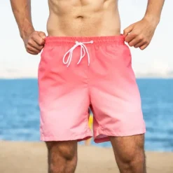 Sale OUKU Men's Swim Trunks Swim Shorts Board Shorts Bathing Suit Drawstring with Pockets Swimming Surfing Beach Water Sports Gradient Summer Spring