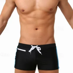 New OUKU Men's Swim Trunks Swim Shorts Board Shorts Drawstring Elastic Waist Color Block Comfort Quick Dry Short Holiday Beach Weekend Fashion Casual Micro-elastic Black