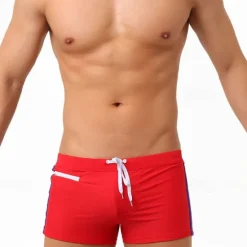 New OUKU Men's Swim Trunks Swim Shorts Board Shorts Drawstring Elastic Waist Color Block Comfort Quick Dry Short Holiday Beach Weekend Fashion Casual Micro-elastic Black