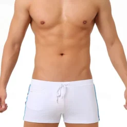 New OUKU Men's Swim Trunks Swim Shorts Board Shorts Drawstring Elastic Waist Color Block Comfort Quick Dry Short Holiday Beach Weekend Fashion Casual Micro-elastic Black