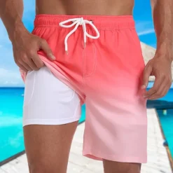 New OUKU Men's Swim Trunks Swim Shorts Board Shorts Pocket Drawstring Elastic Waistband With Compression Liner Shorts Outdoor Beach Swimming Pool Quick Dry Lightweight Soft Swimming Beach Tailored Fit