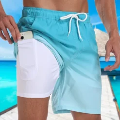 New OUKU Men's Swim Trunks Swim Shorts Board Shorts Pocket Drawstring Elastic Waistband With Compression Liner Shorts Outdoor Beach Swimming Pool Quick Dry Lightweight Soft Swimming Beach Tailored Fit