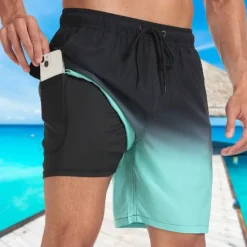 New OUKU Men's Swim Trunks Swim Shorts Board Shorts Pocket Drawstring Elastic Waistband With Compression Liner Shorts Outdoor Beach Swimming Pool Quick Dry Lightweight Soft Swimming Beach Tailored Fit