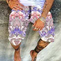 Discount OUKU Men's Swim Trunks Swim Shorts Board Shorts Summer Shorts Beach Shorts Drawstring Elastic Waist 3D Print Graphic Quick Dry Soft Short Casual Daily Holiday Hawaiian Dark Brown Black-White Micro-elastic