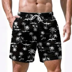 Discount OUKU Men's Swim Trunks Swim Shorts Board Shorts Bottoms Drawstring with Pockets Swimming Surfing Beach Water Sports Tropical Printed Summer Spring Black