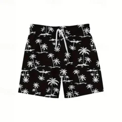 Discount OUKU Men's Swim Trunks Swim Shorts Board Shorts Bottoms Drawstring with Pockets Swimming Surfing Beach Water Sports Tropical Printed Summer Spring Black