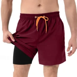 Discount OUKU Men's Swim Trunks Swim Shorts Board Shorts Bottoms Drawstring 2 in 1 with Pockets Swimming Surfing Beach Water Sports Solid Colored Summer Spring
