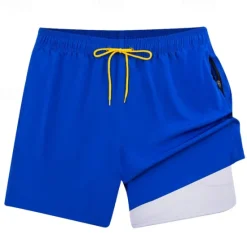 Discount OUKU Men's Swim Trunks Swim Shorts Board Shorts Bottoms Drawstring 2 in 1 with Pockets Swimming Surfing Beach Water Sports Solid Colored Summer Spring