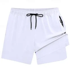 Discount OUKU Men's Swim Trunks Swim Shorts Board Shorts Bottoms Drawstring 2 in 1 with Pockets Swimming Surfing Beach Water Sports Solid Colored Summer Spring