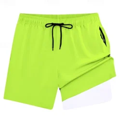 Discount OUKU Men's Swim Trunks Swim Shorts Board Shorts Bottoms Drawstring 2 in 1 with Pockets Swimming Surfing Beach Water Sports Solid Colored Summer Spring