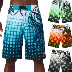 Best OUKU Men's Swim Trunks Swim Shorts Quick Dry Board Shorts Bathing Suit with Pockets Drawstring Swimming Surfing Beach Water Sports Grid Pattern Summer