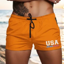 Clearance OUKU Men's Swim Trunks Swim Shorts Board Shorts USA Quick dry Breathable Drawstring with Mesh lining Elastic Waist Vacation Beach Hawaiian Casual White Light Green