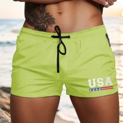 Clearance OUKU Men's Swim Trunks Swim Shorts Board Shorts USA Quick dry Breathable Drawstring with Mesh lining Elastic Waist Vacation Beach Hawaiian Casual White Light Green