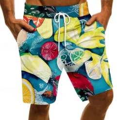 Online OUKU Men's Swim Trunks Swim Shorts Quick Dry Board Shorts Bathing Suit with Pockets Drawstring Swimming Surfing Beach Water Sports Printed Fruit Spring Summer Blue