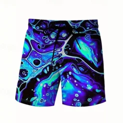 Best OUKU Men's Swim Trunks Swim Shorts 4-Way Stretch Fabric Board Shorts Bottoms Drawstring with Pockets Swimming Surfing Beach Water Sports Printed Summer Spring