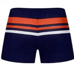 Clearance OUKU Men's Swim Trunks Swim Shorts Swimwear Bottoms Drawstring Swimming Surfing Beach Water Sports Stripes Patchwork Summer Spring Dark Blue