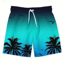 Clearance OUKU Men's Swim Trunks Swim Shorts Board Shorts Bottoms Drawstring with Pockets Swimming Surfing Beach Water Sports Printed Summer Spring Blue