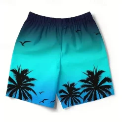 Clearance OUKU Men's Swim Trunks Swim Shorts Board Shorts Bottoms Drawstring with Pockets Swimming Surfing Beach Water Sports Printed Summer Spring Blue
