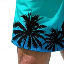 Clearance OUKU Men's Swim Trunks Swim Shorts Board Shorts Bottoms Drawstring with Pockets Swimming Surfing Beach Water Sports Printed Summer Spring Blue